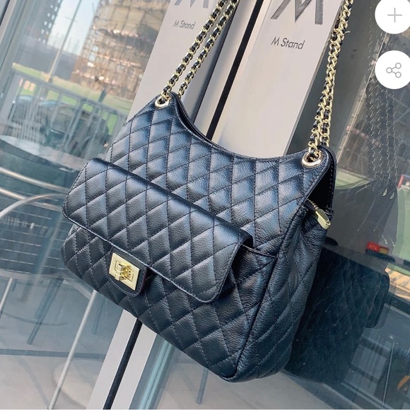 Black Diamond Quilt Handbag - Top Grain Cowhide leather - Picture 2 of 15